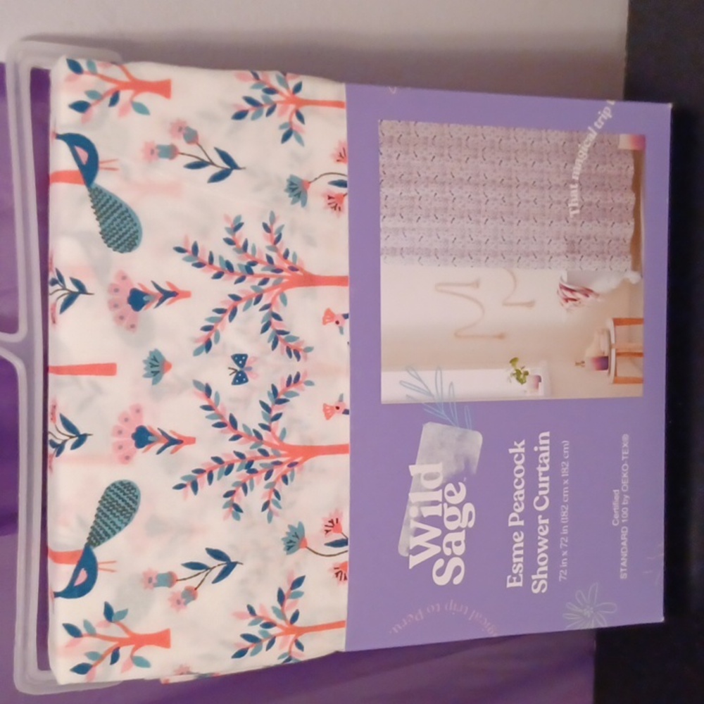 New Wild Sage Esme Peacock Shower Curtain 72 in x 72 in